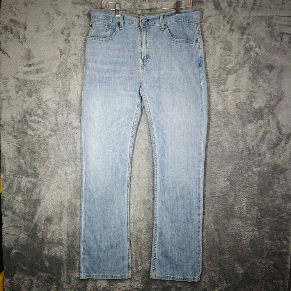 Levis 527 Slim Bootcut Jean Men 32x32 Fits 34x33 Light Wash Denim Pants Whiskers